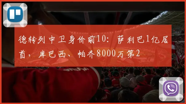 德转列中卫身价前10：萨利巴1亿居首，库巴西、帕乔8000万第2